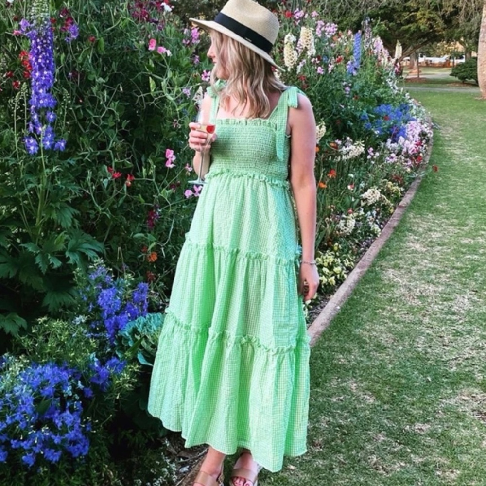 Green gingham dress